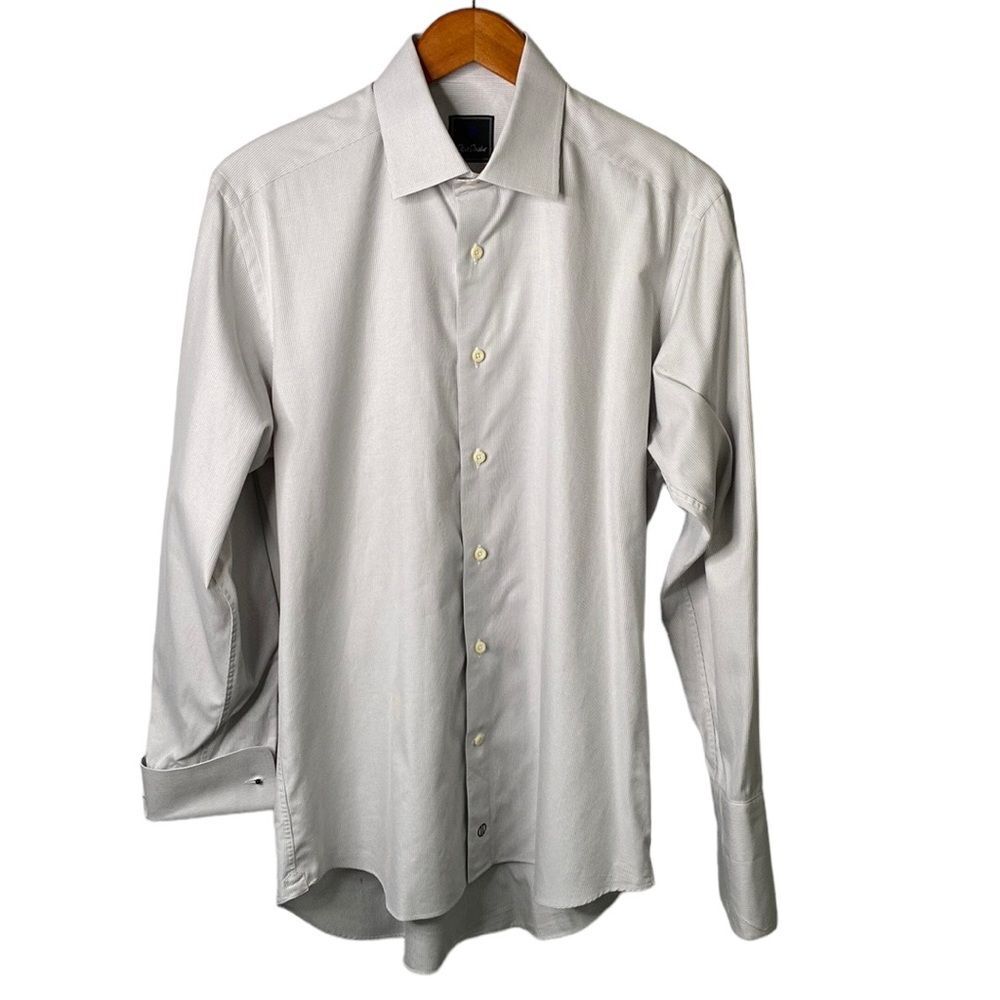 David Donahue New! Micro Print French Cuff Formal Dress Shirt Size 15.5  32/34